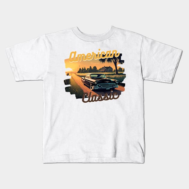 American Classic Car Inspired by the Chevy Monte Carlo Kids T-Shirt by TheArtfulAllie